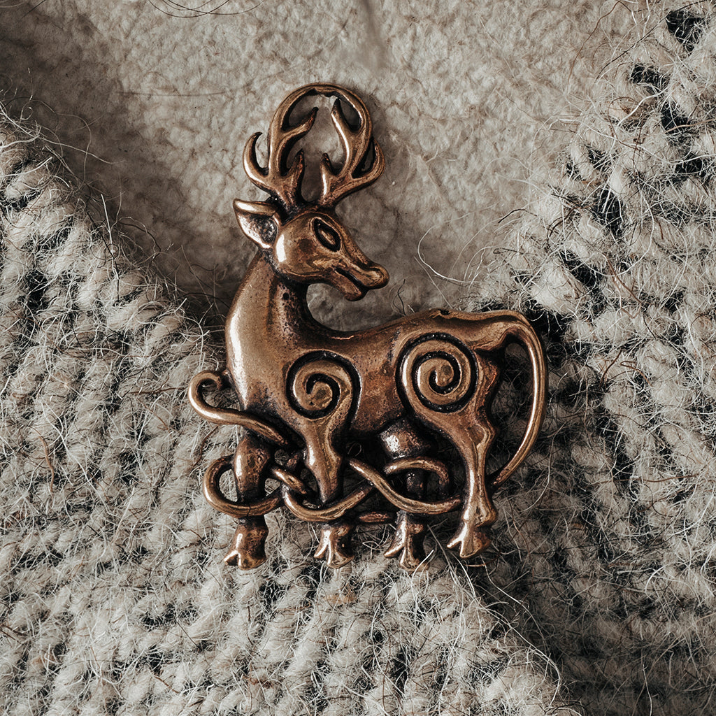 Cernunnos Stag Brooch, Bronze Grimfrost Intl