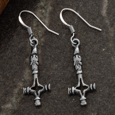 Wolf Hammer Earrings, Silver