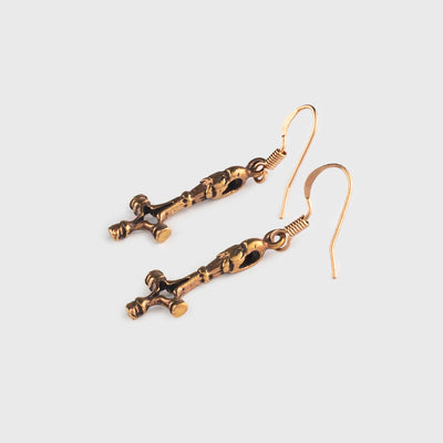 Wolf Hammer Earrings, Bronze