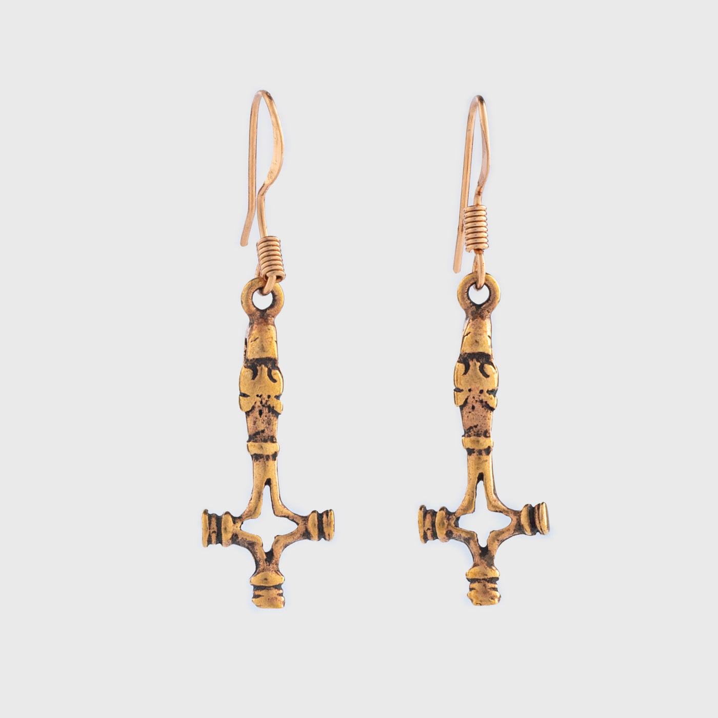 Wolf Hammer Earrings, Bronze