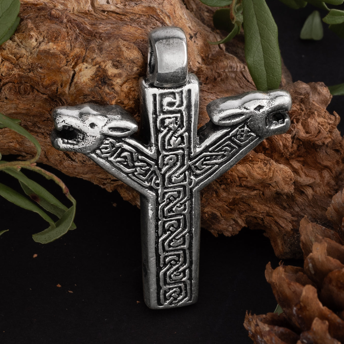 Algiz Pendant, Large, Silver