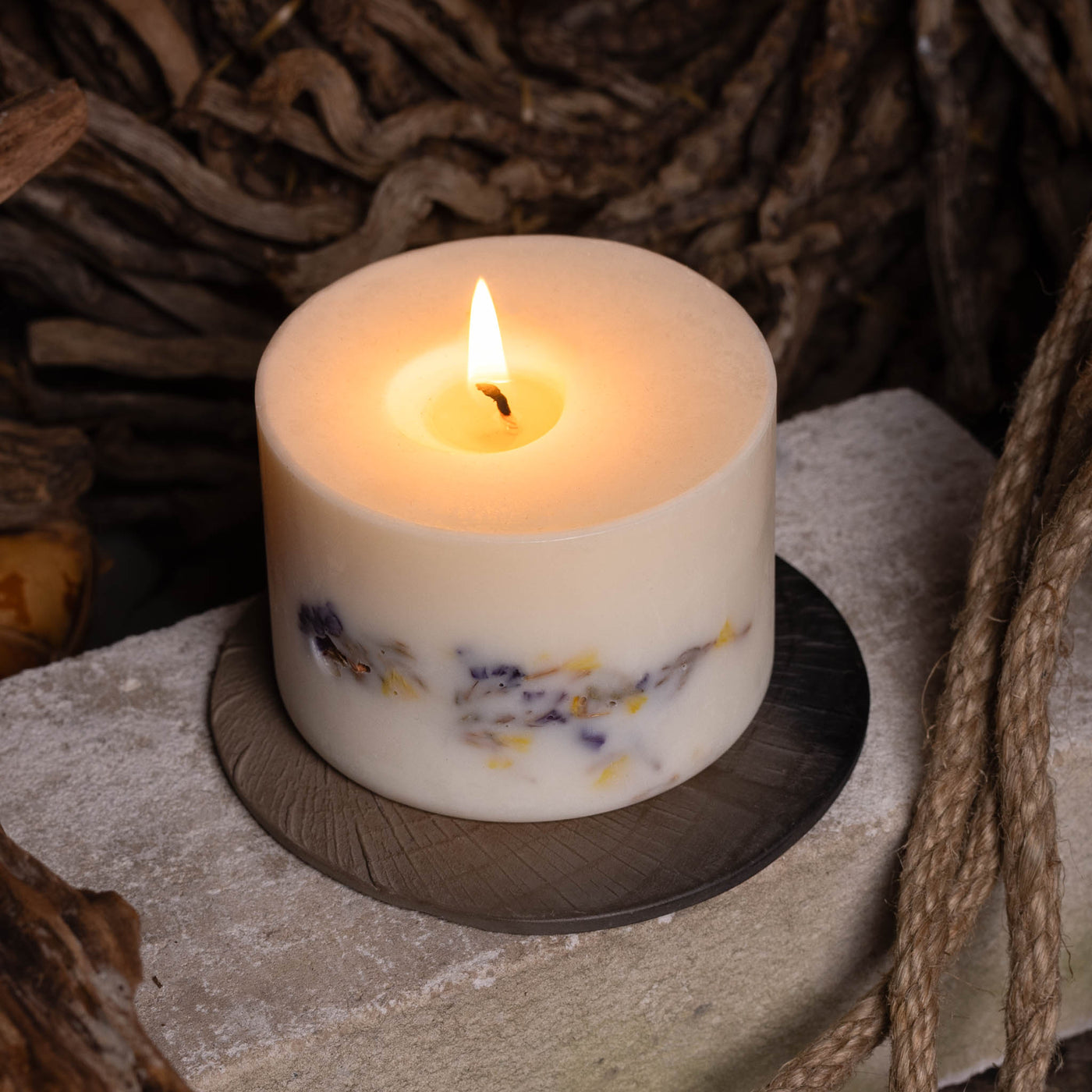 Candle Holder, Smoked Pottery