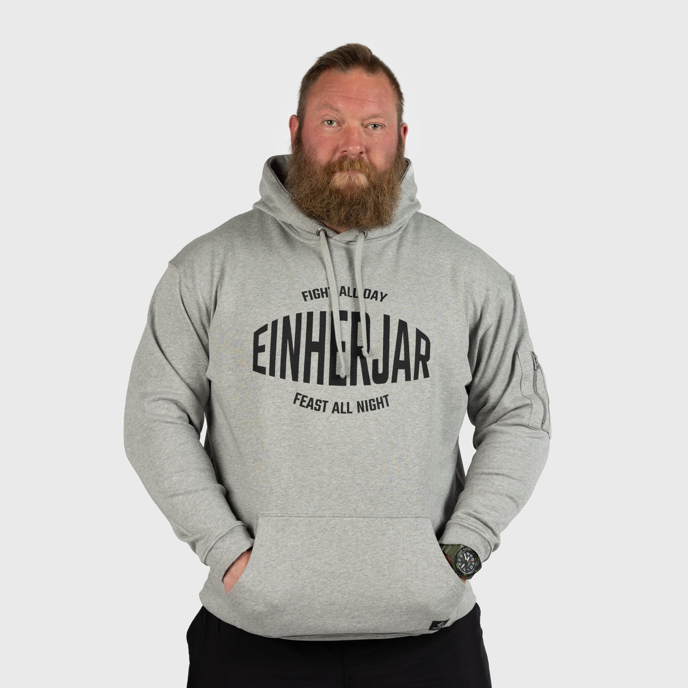 Classic Hoodie, Einherjar Feast, Grey Melange