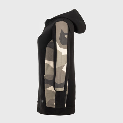 Women's Hoodie Half-Zip, Black and Camo