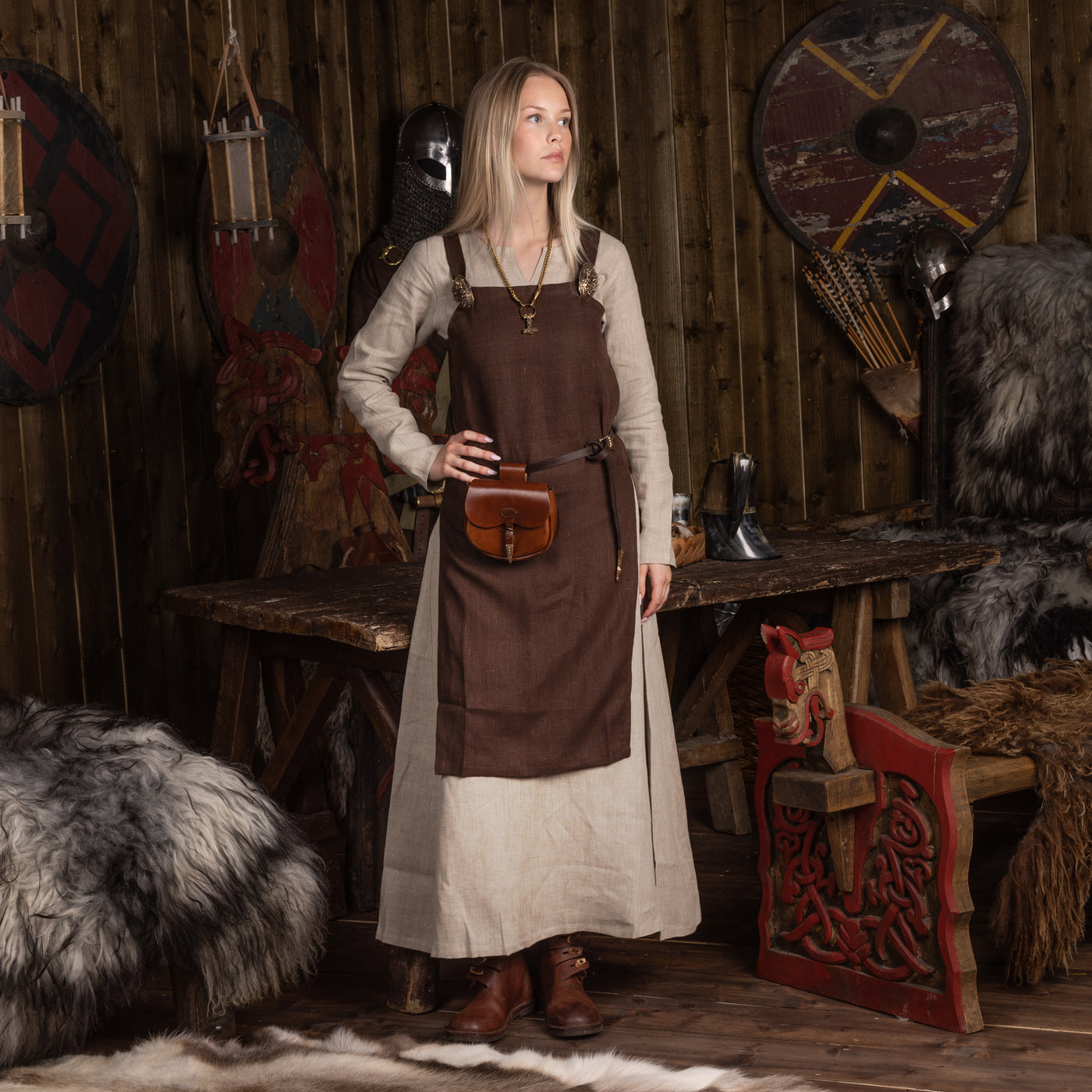 Viking Apron, Linen, Brown