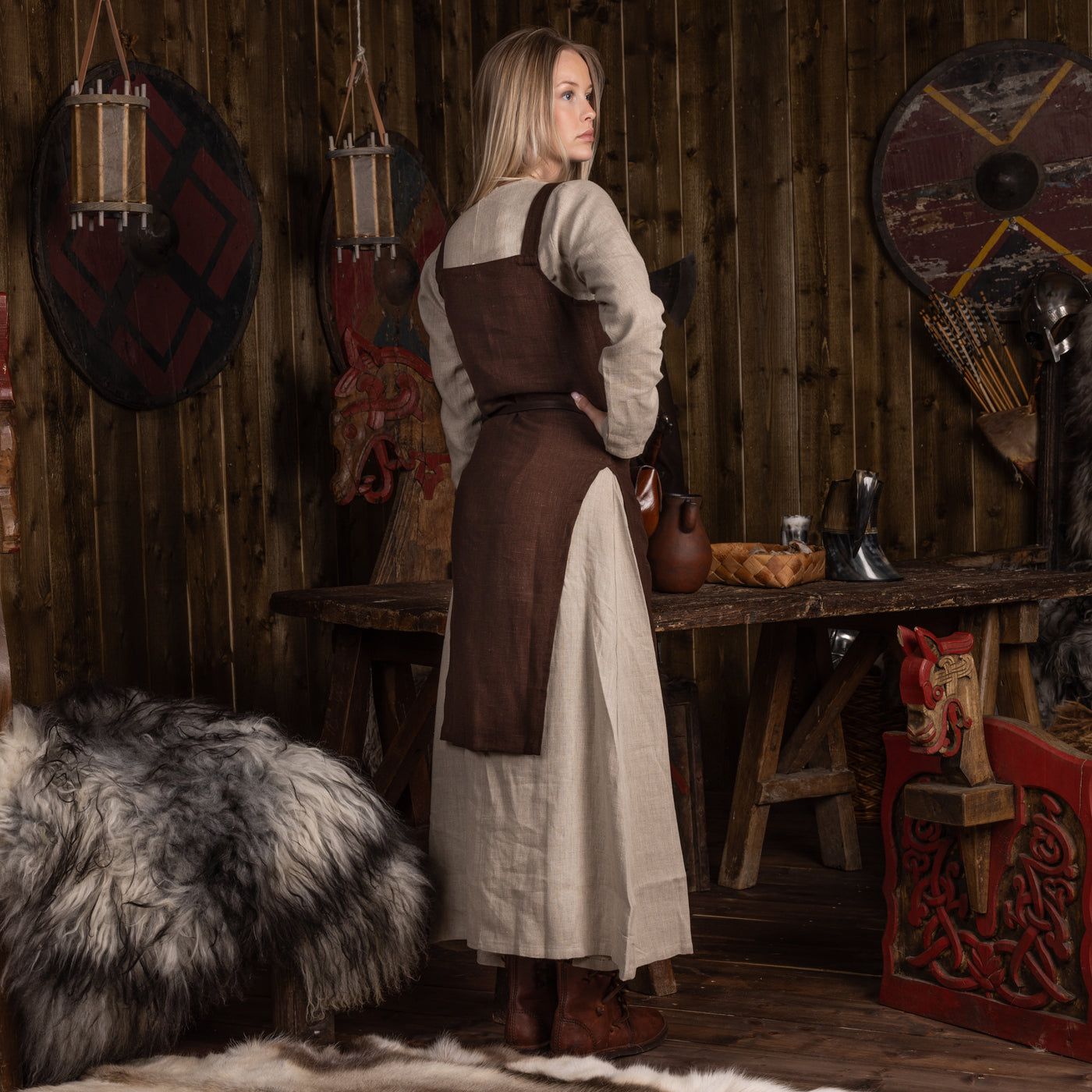 Viking Apron, Linen, Brown