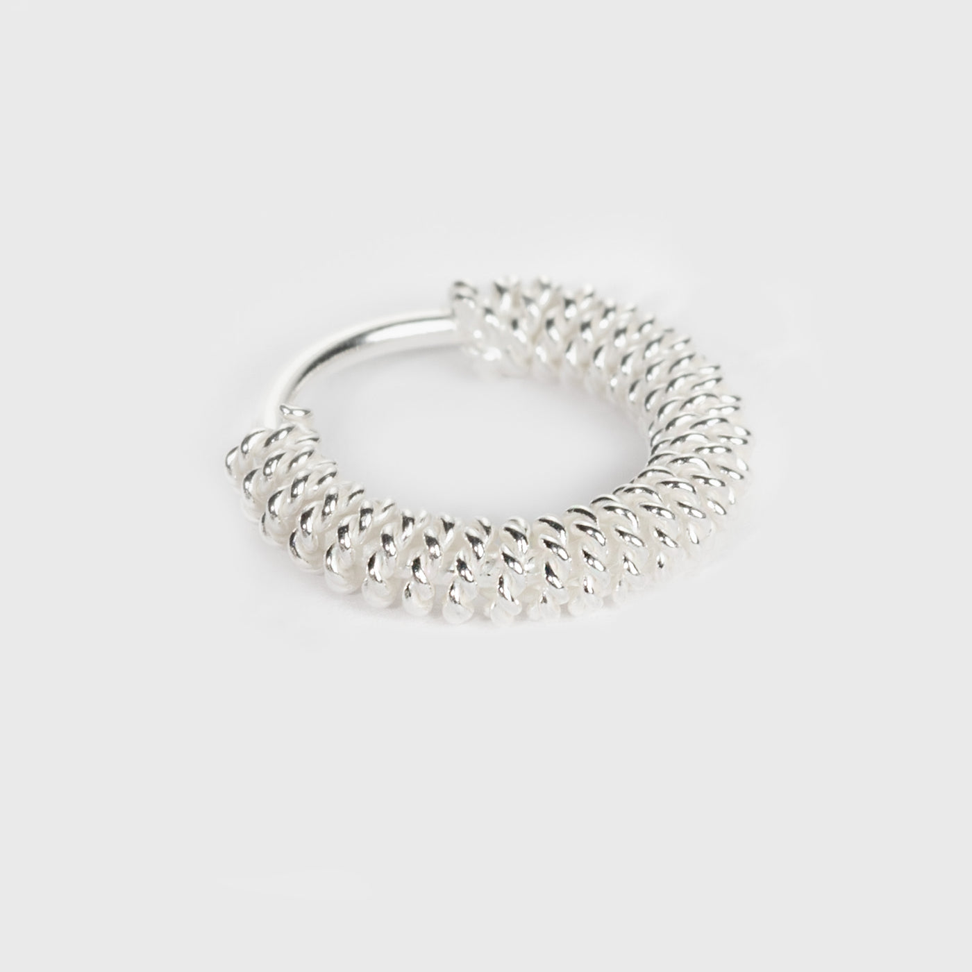 Silver Nose Ring, Cabel-knit Design