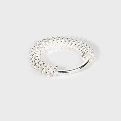 Silver Nose Ring, Cabel-knit Design