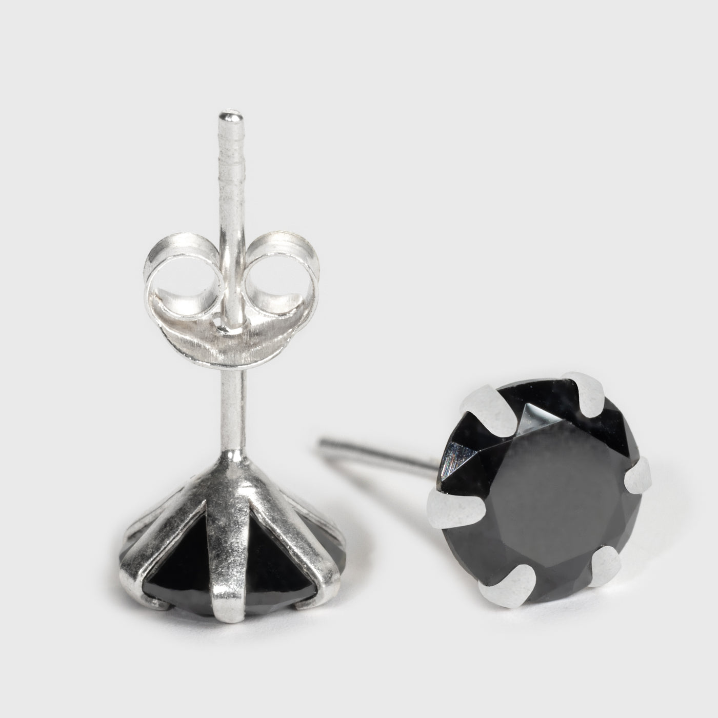 Black Onyx Silver Stud Earrings
