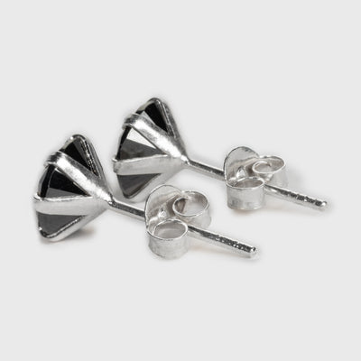 Black Onyx Silver Stud Earrings