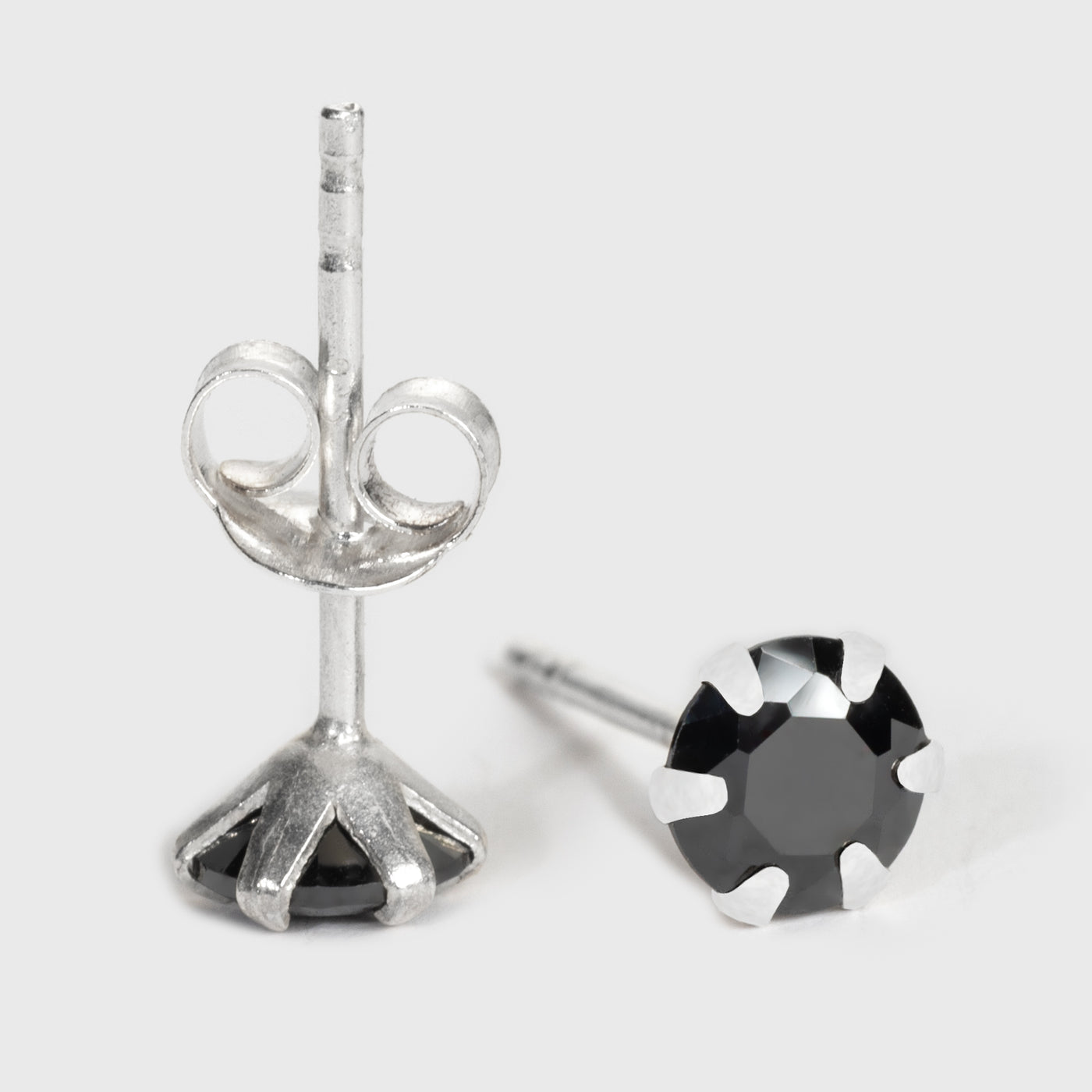 Black Onyx Silver Stud Earrings