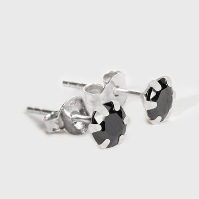Black Onyx Silver Stud Earrings