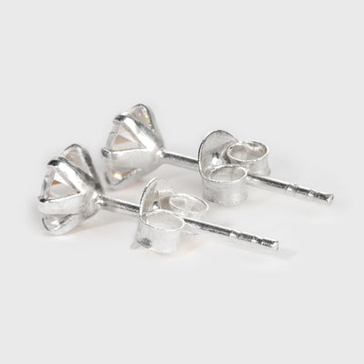 Clear Zircon Silver Stud Earrings