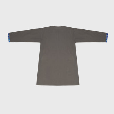 Viking Kaftan, Grey with Blue Silk