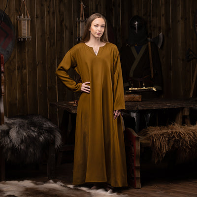 Viking Dress, Wool Twill, Mustard