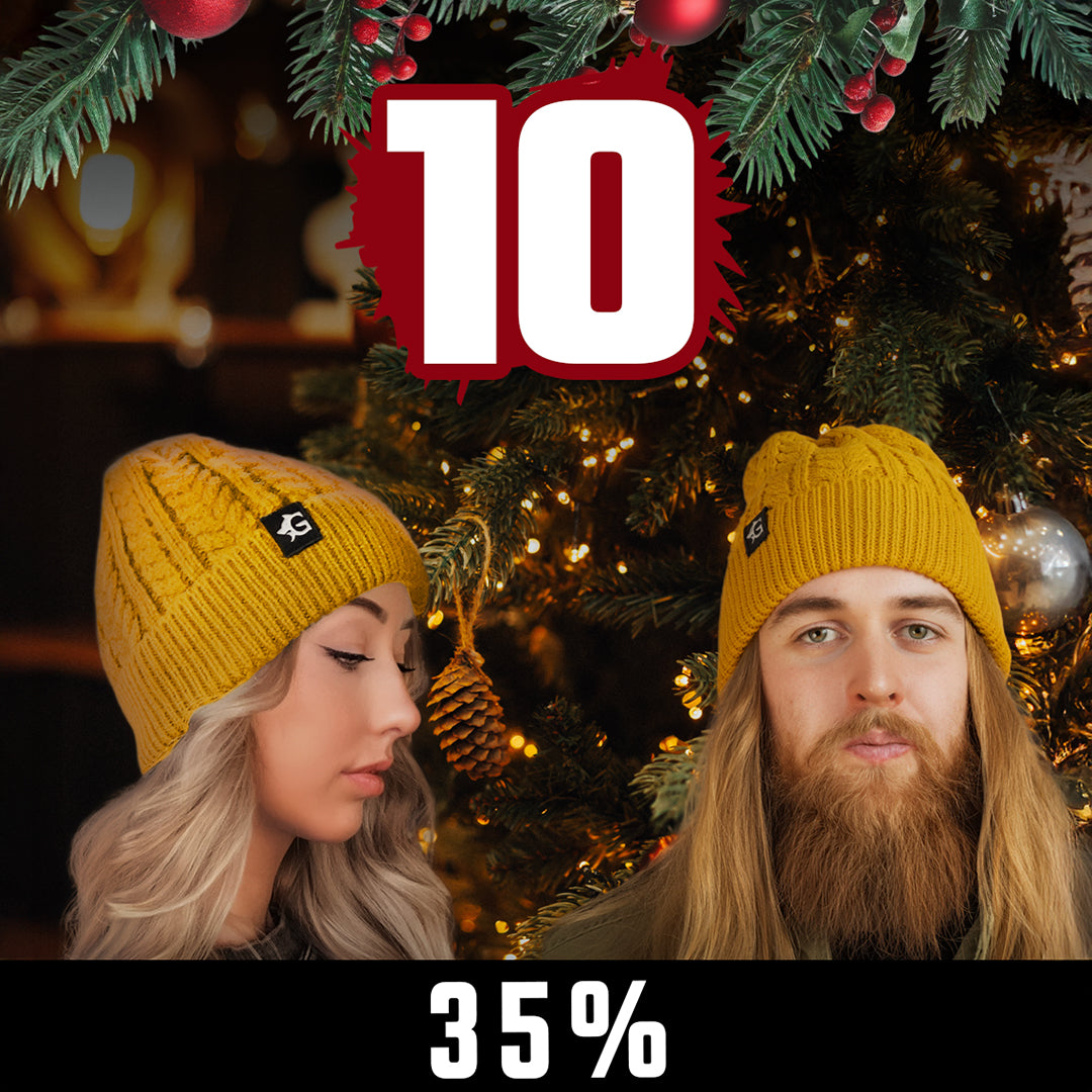 Grimfrost Cable Knit Beanie, Mustard
