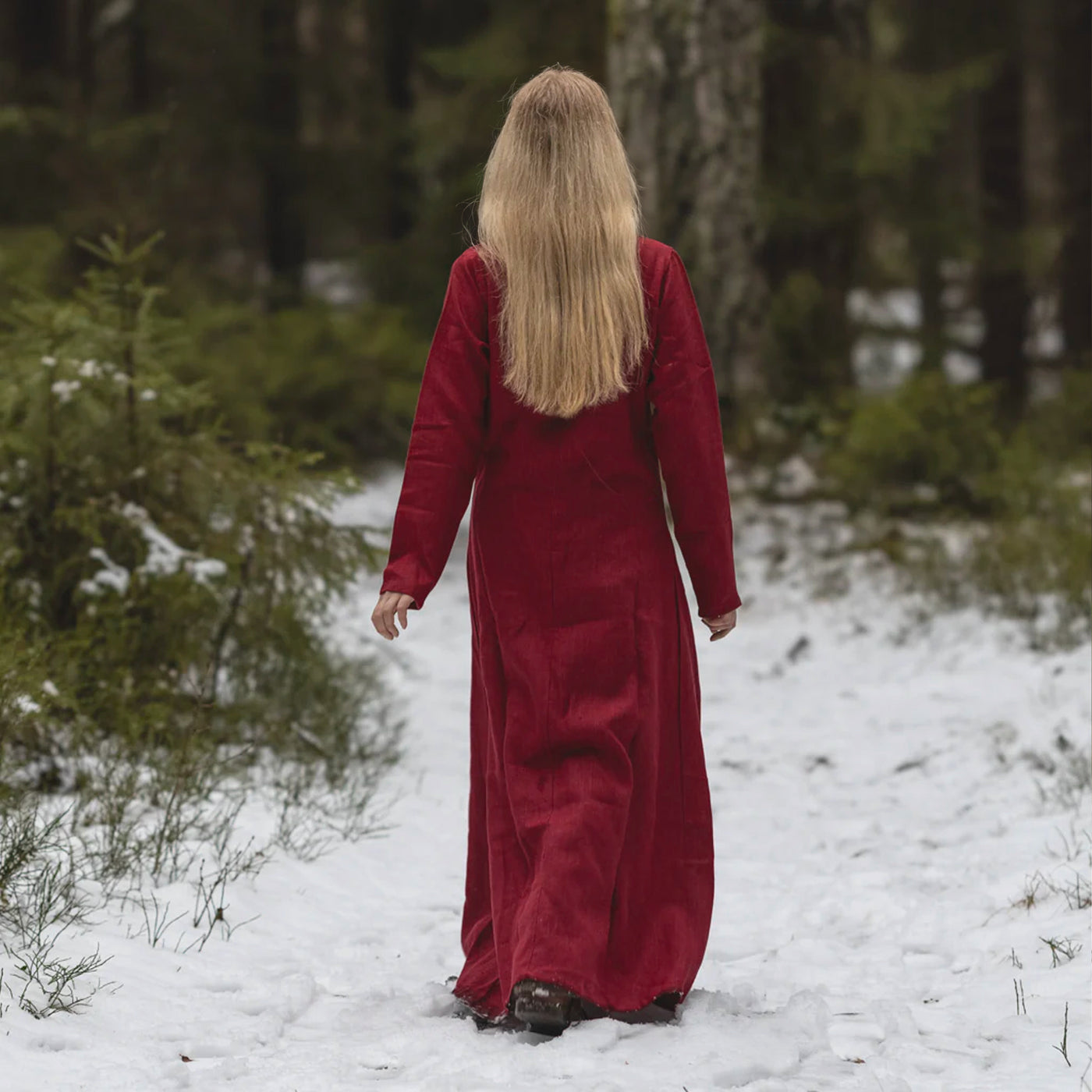 Viking Dress, Linen, Red