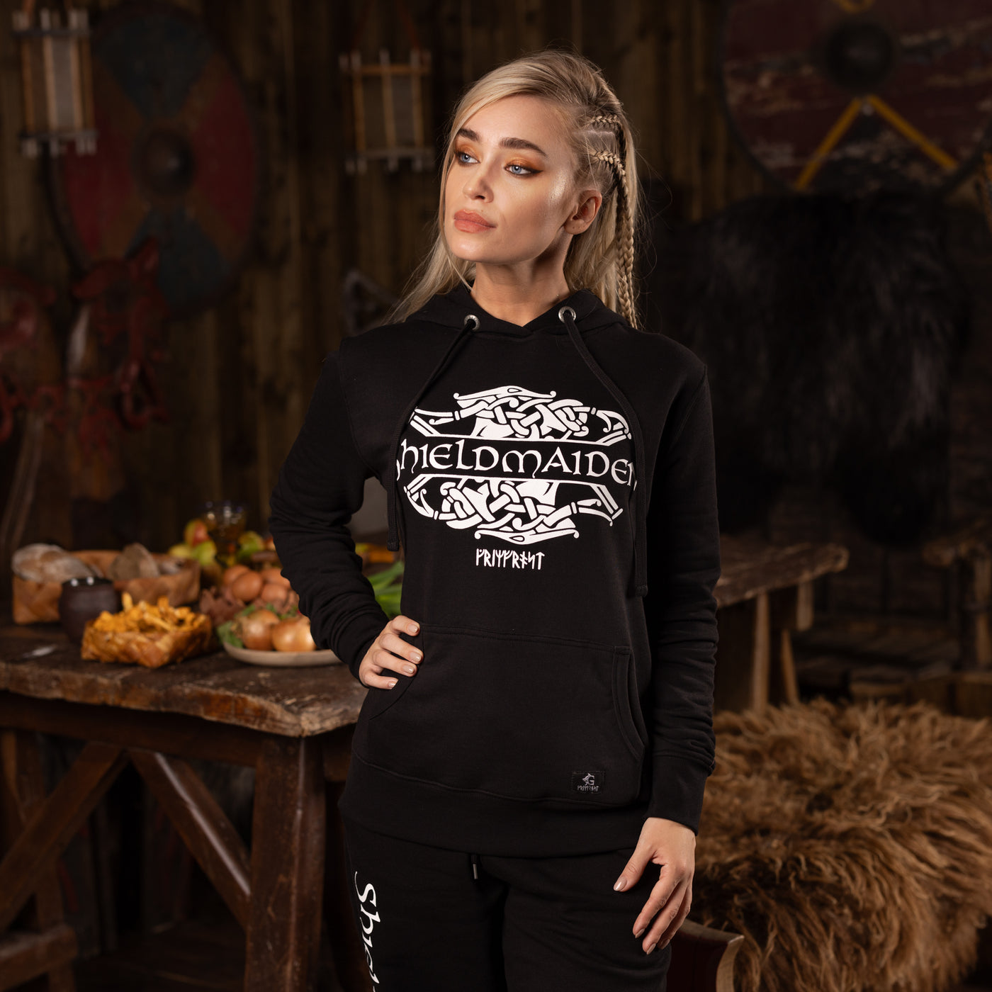 Women's Premium Hoodie, Shieldmaiden, Black