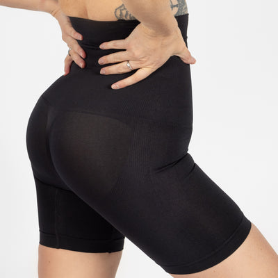 High-Waisted Mid Thigh Short, Black