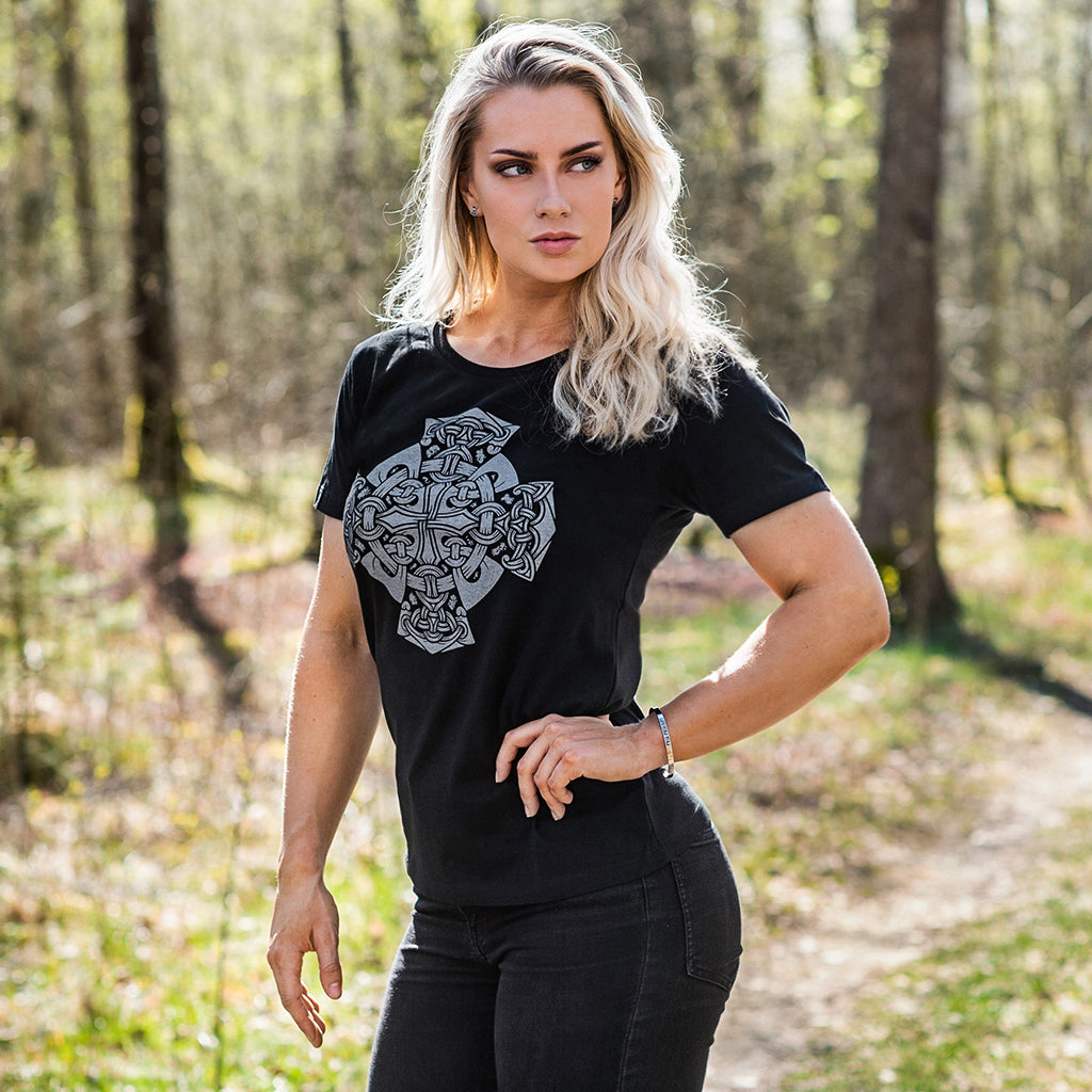 Women's Premium Tee, Mjolnir Wheel, Black