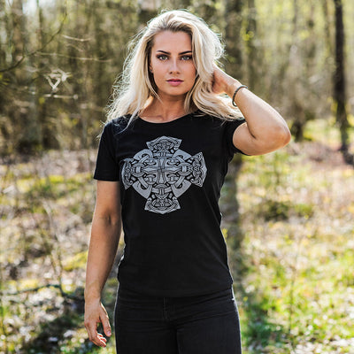 Women's Premium Tee, Mjolnir Wheel, Black