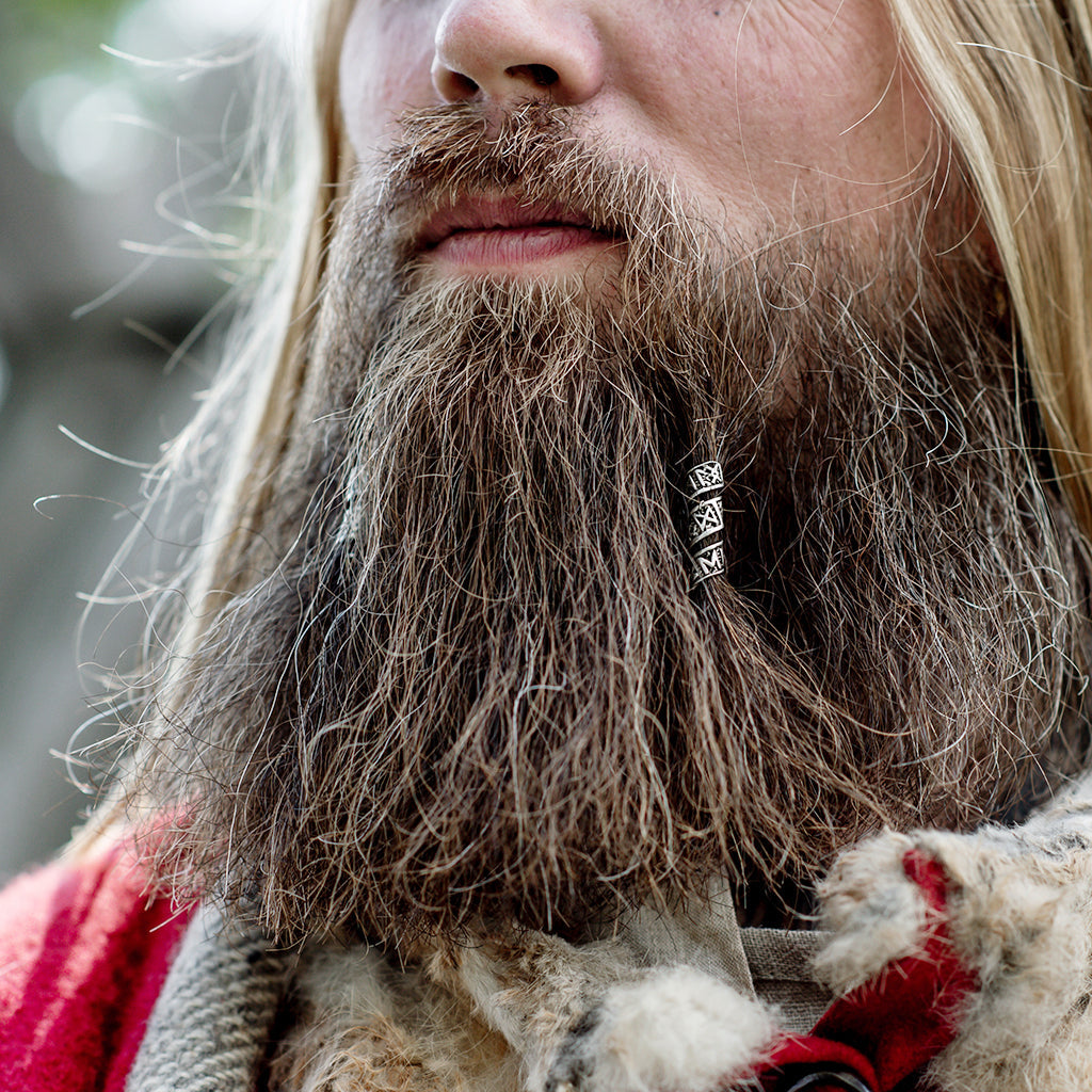 Beard/Hair Bead, Silver with Runes