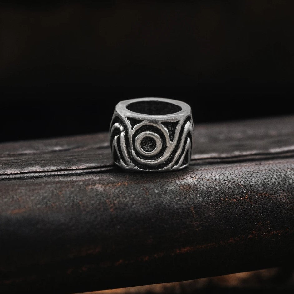 Beard Rings - Swirl Beard Ring, Silver - Grimfrost.com