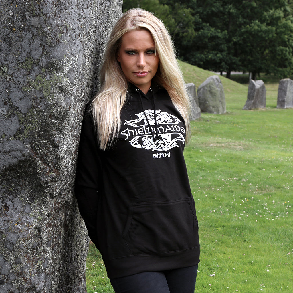 Hoodies - Women's Hoodie, Shieldmaiden, Black - Grimfrost.com