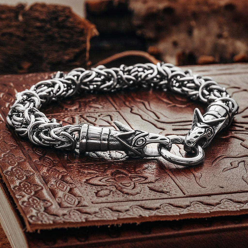 Arm Rings - Wolf King Chain Bracelet, Stainless Steel - Grimfrost.com