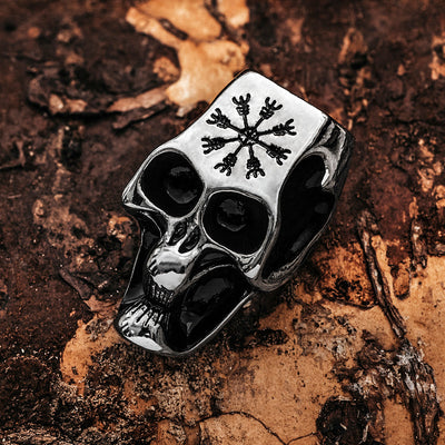 Beard Rings - XL Beard Ring, Shiny Silver Skull - Grimfrost.com