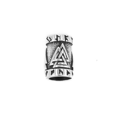 Beard Rings - Valknut Beard Ring, Silver - Grimfrost.com