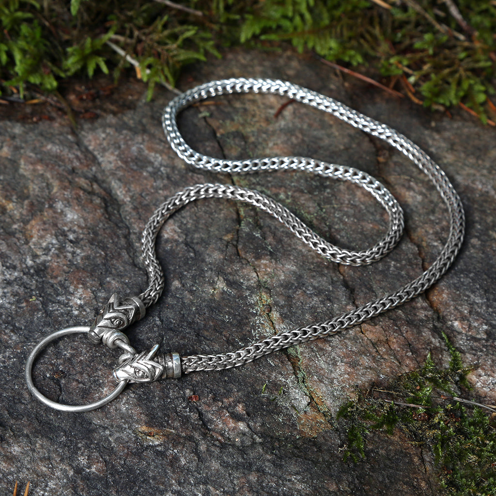 Neck Chains - Valhalla Wolf Chain, Silver - Grimfrost.com