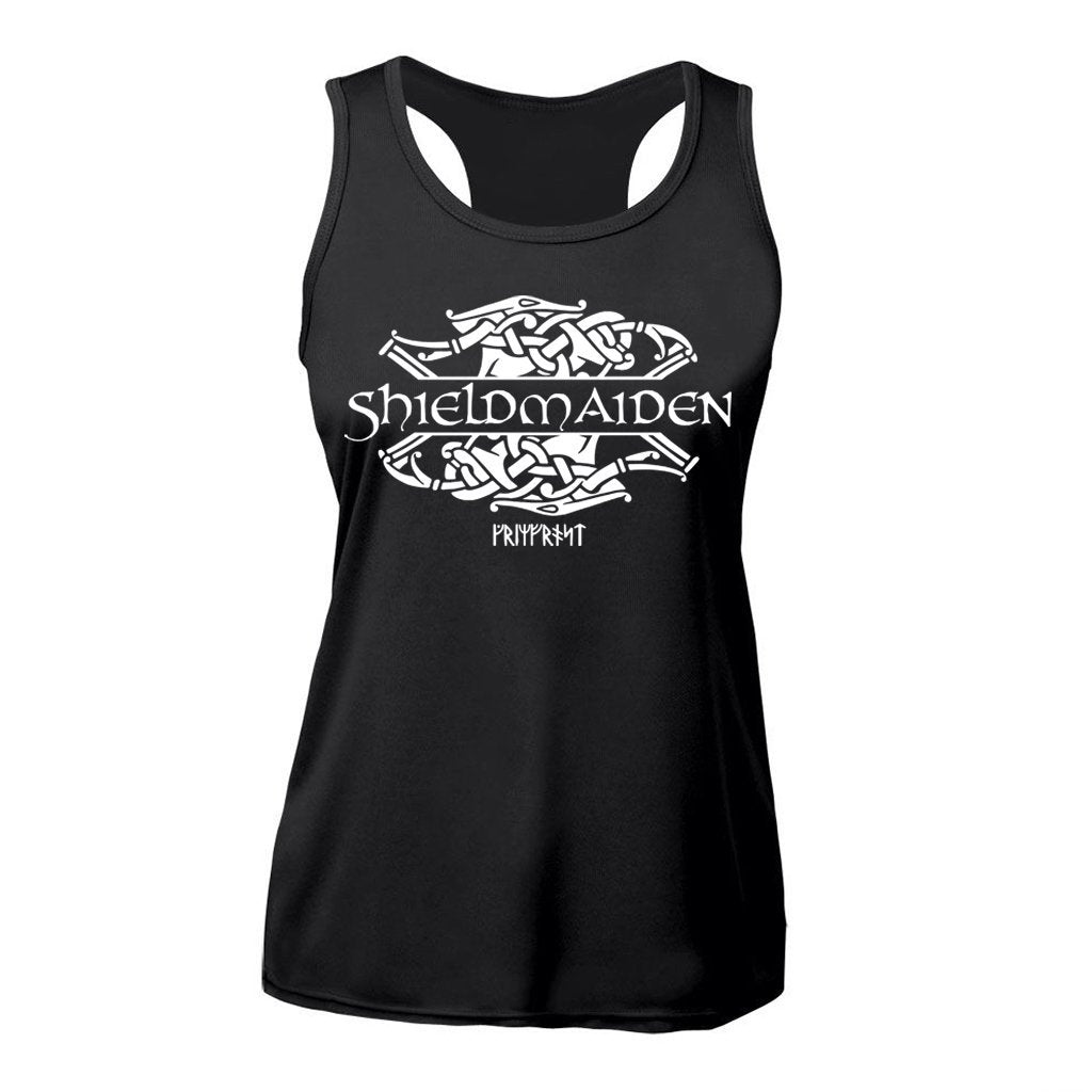 Tanks - Racerback Vest, Shieldmaiden, Black - Grimfrost.com