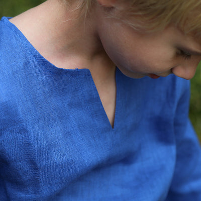 Kids Linen Tunic, Blue