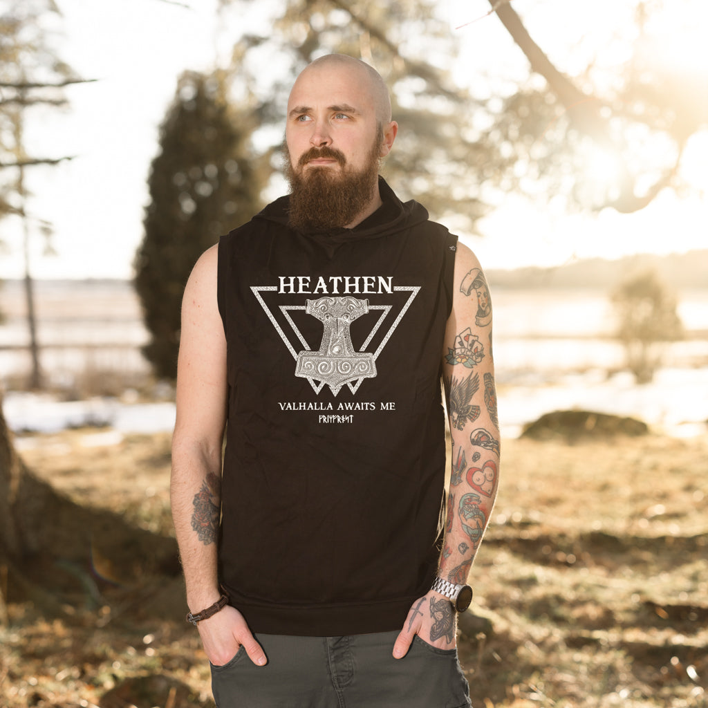 Premium Sleeveless Hoodie, Heathen, Black