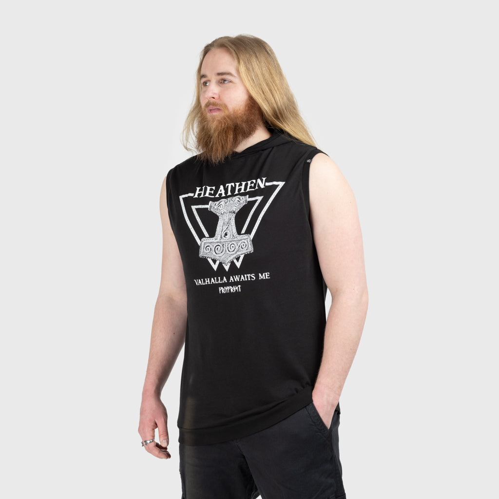 Premium Sleeveless Hoodie, Heathen, Black