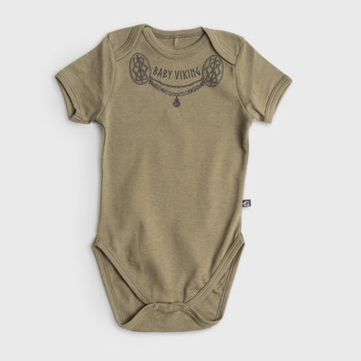 Baby Bodysuit, Viking Girl, Green