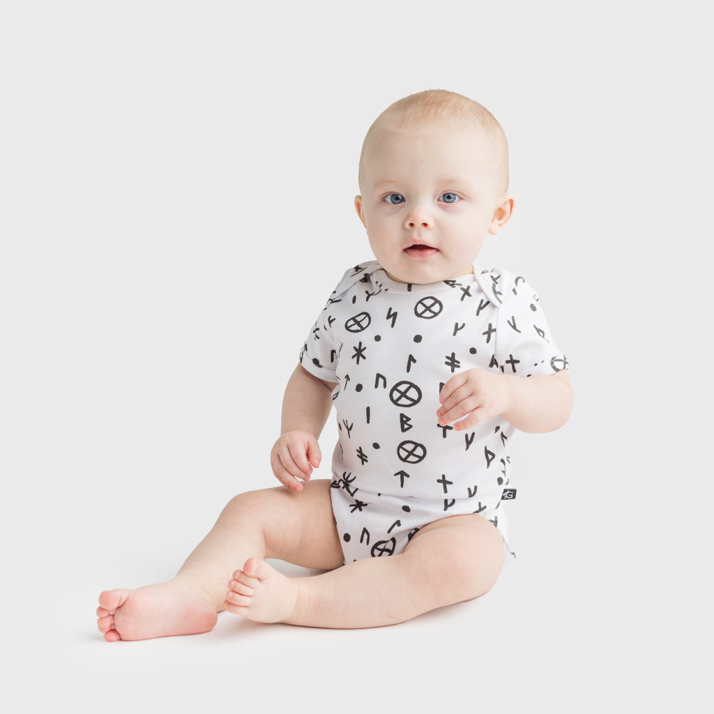 Baby Bodysuit, Runes, White