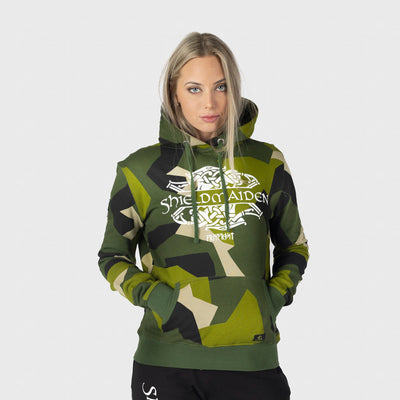 Women's Premium Hoodie, Shieldmaiden, M90 Green Camo